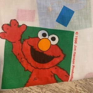 Vintage 1996 Sesame Street Twin Flat Sheet Elmo Big Bird Ernie Cookie Monster